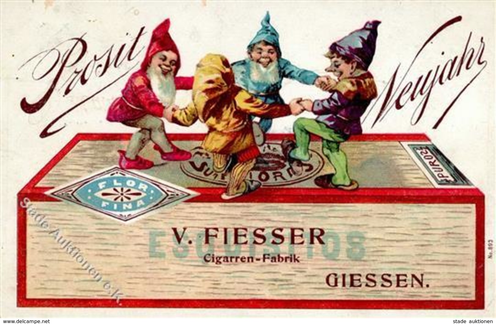 GIESSEN - CIGARRENFABRIK V.FIESSER - Mit Zwerge Ecke Gestoßen! Selten! Lutin - Advertising