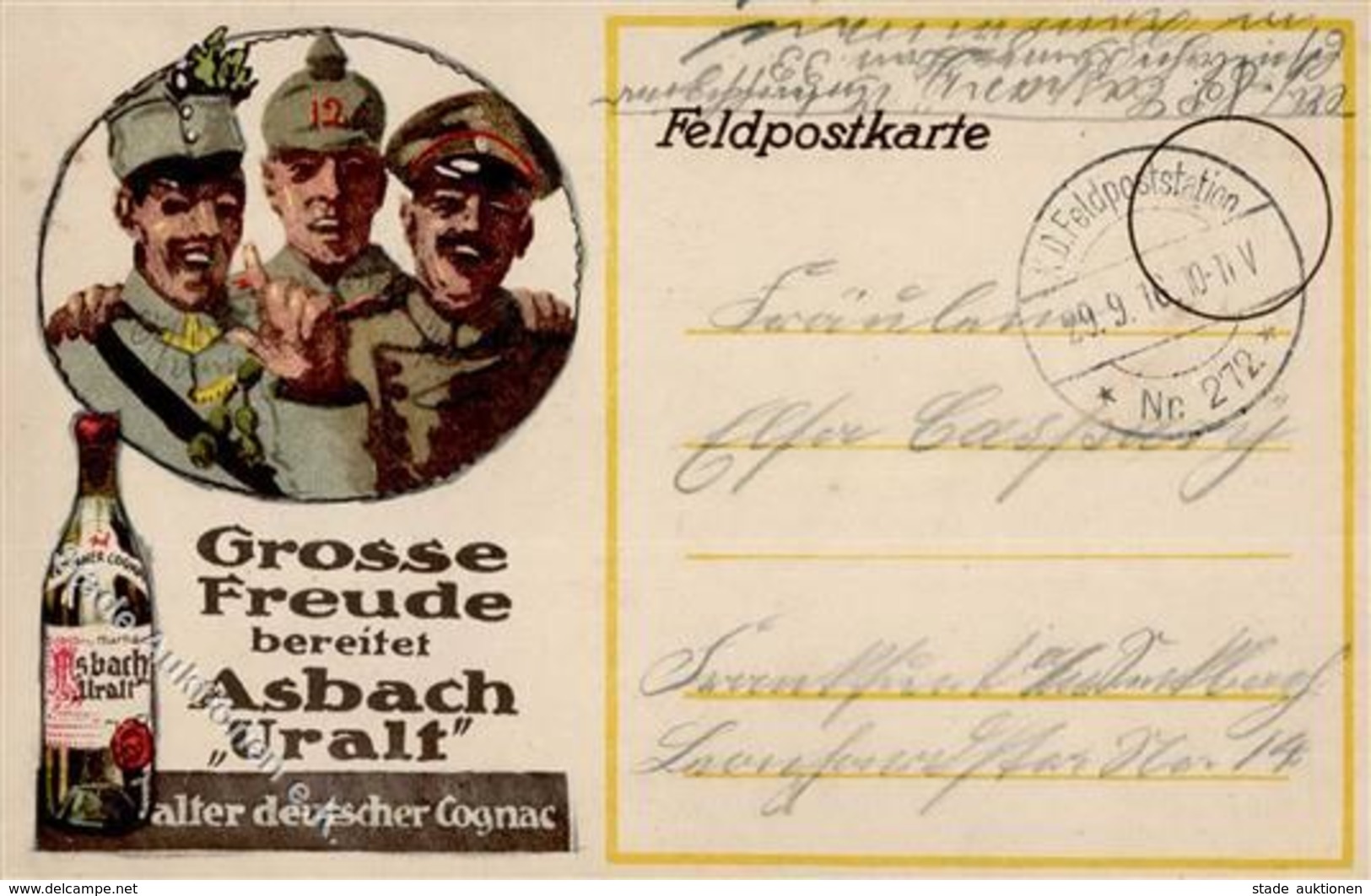 Werbung Asbach Uralt Feldpostkarte 1916 I-II Publicite - Advertising