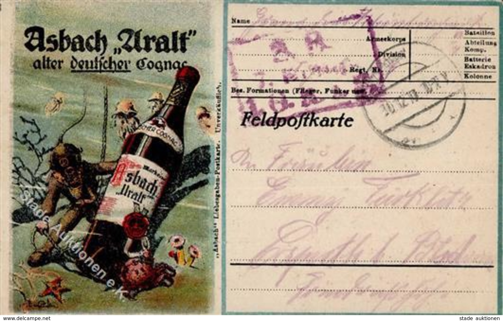 Werbung Asbach Uralt Feldpostkarte 1917 I-II Publicite - Advertising