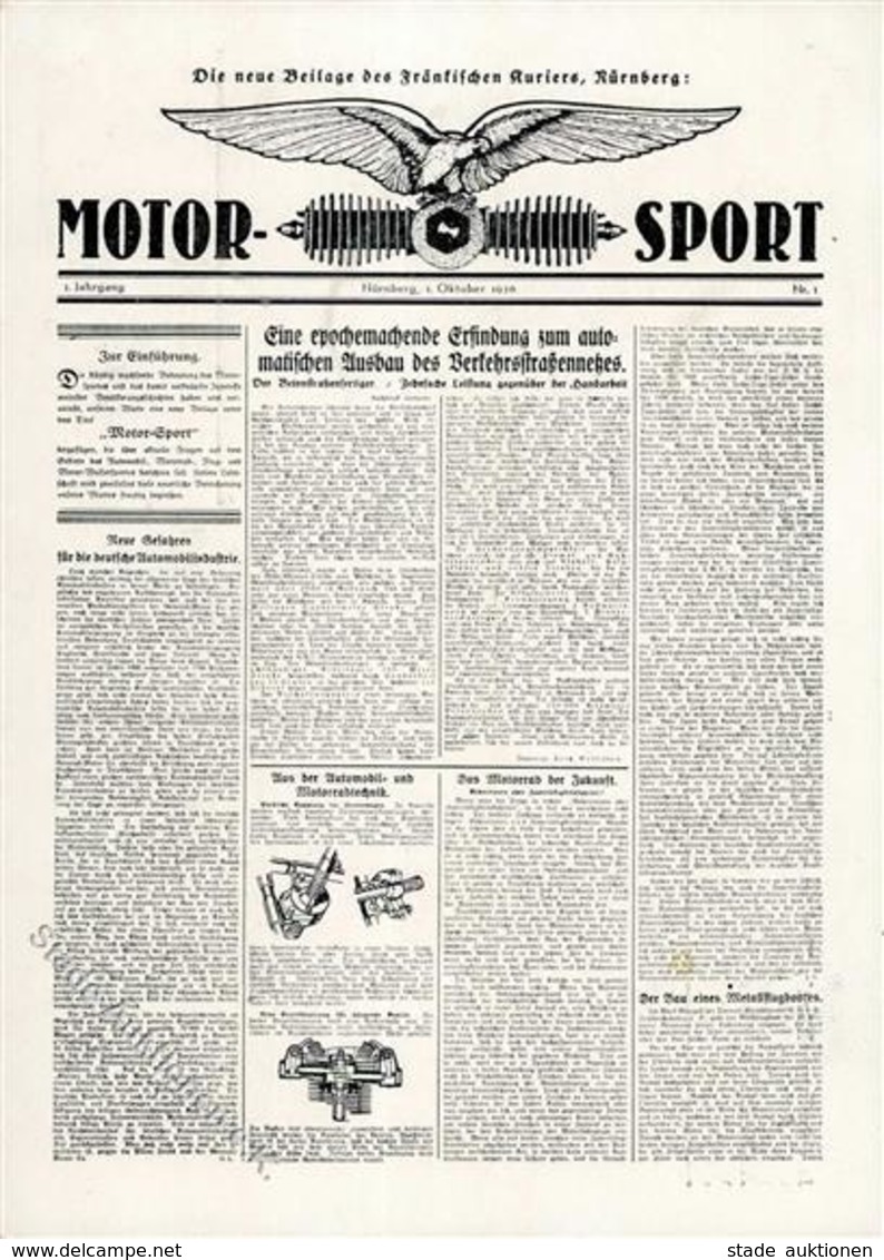 Werbung Druckerzeugnis Motor Sport Fränkischer Kurier I-II Publicite - Advertising