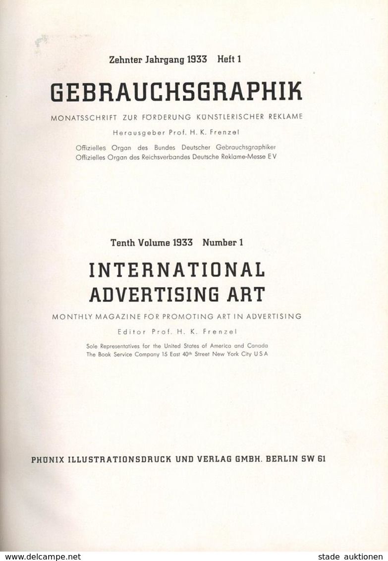 Werbung Heft Gebrauchsgraphik 10. Jahrgg. 1933 Heft 1-3 Gebunfen Mit Vielen  Abbildungen Namenhafter Grahpiker II Public - Advertising