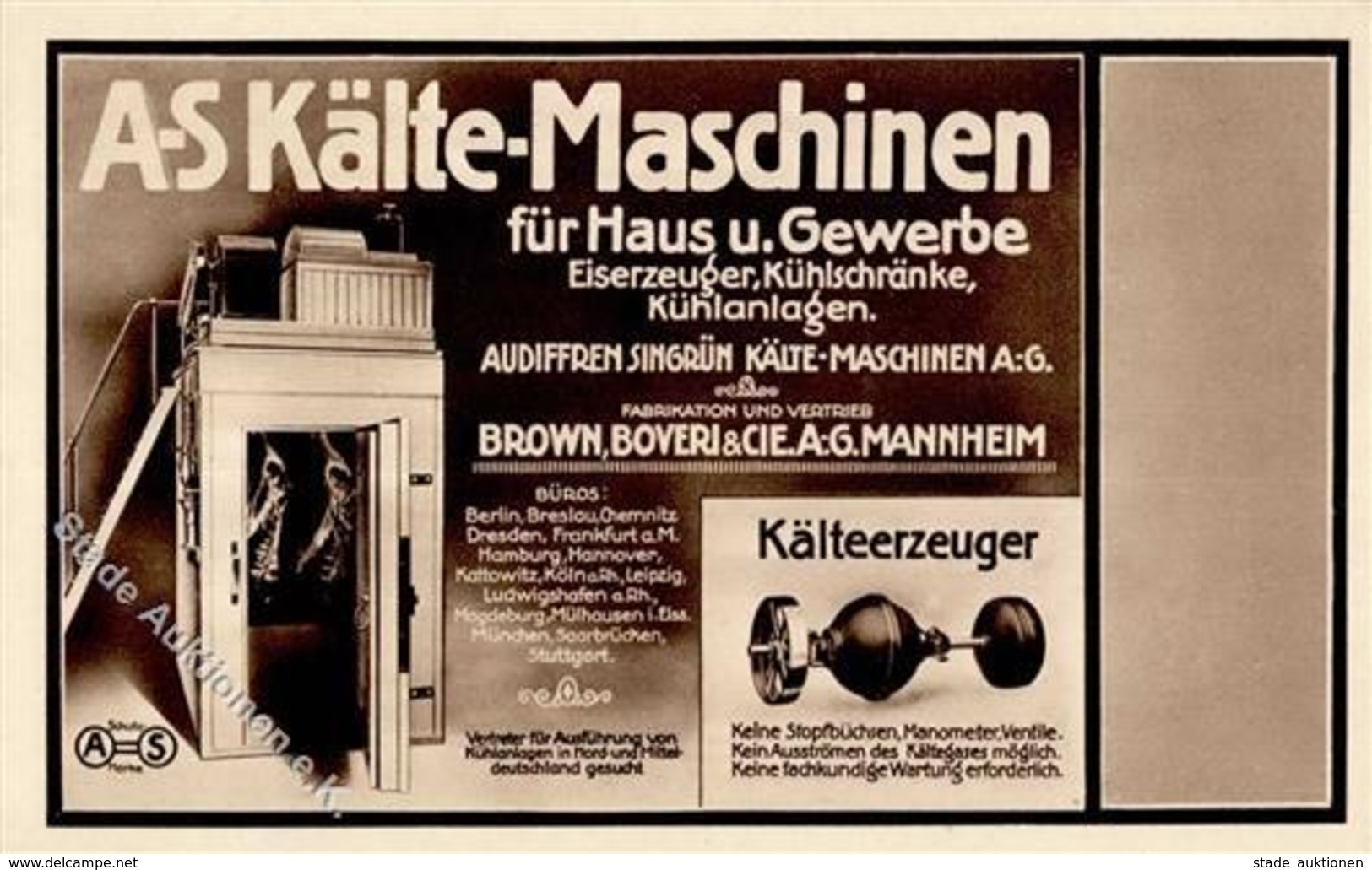 Werbung Mannheim (6800) A-S Kälte Maschinen Werbe AK I-II Publicite - Advertising