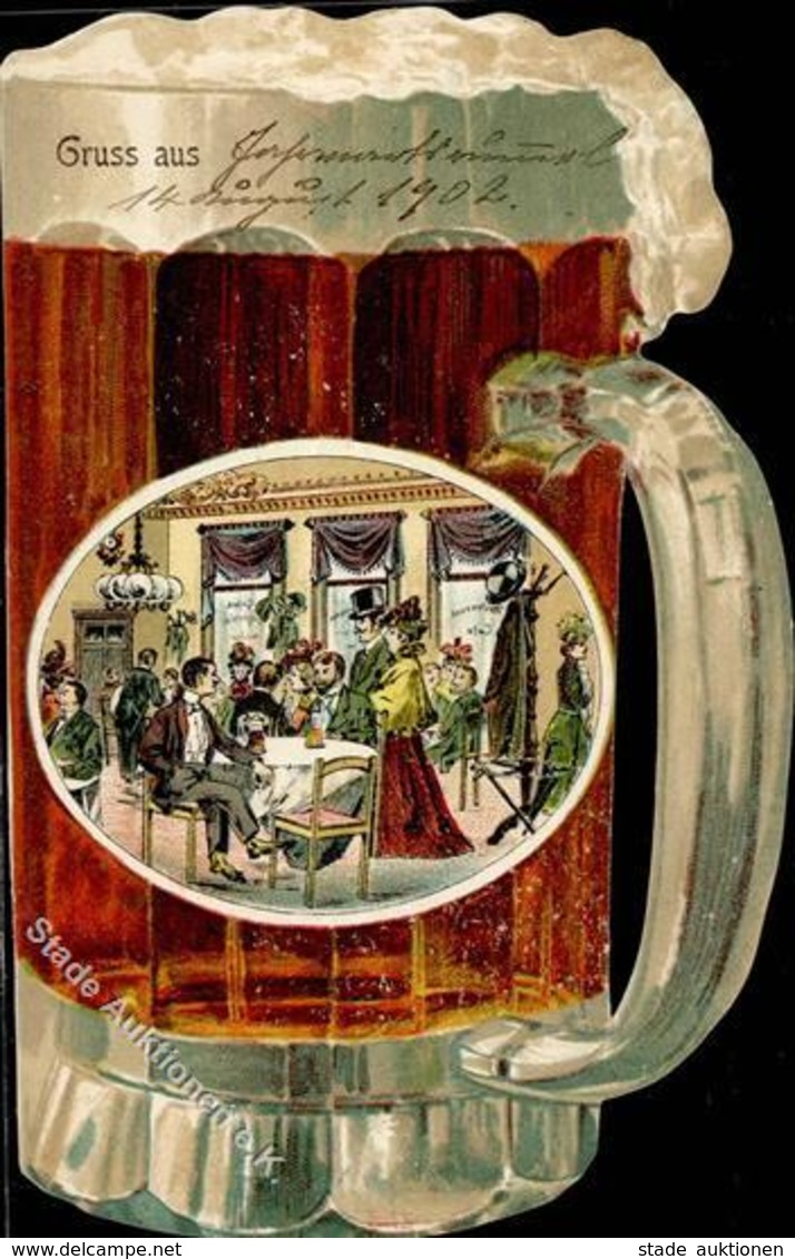 Bier Bierkrugkarte Litho 1902 I-II Bière - Werbepostkarten