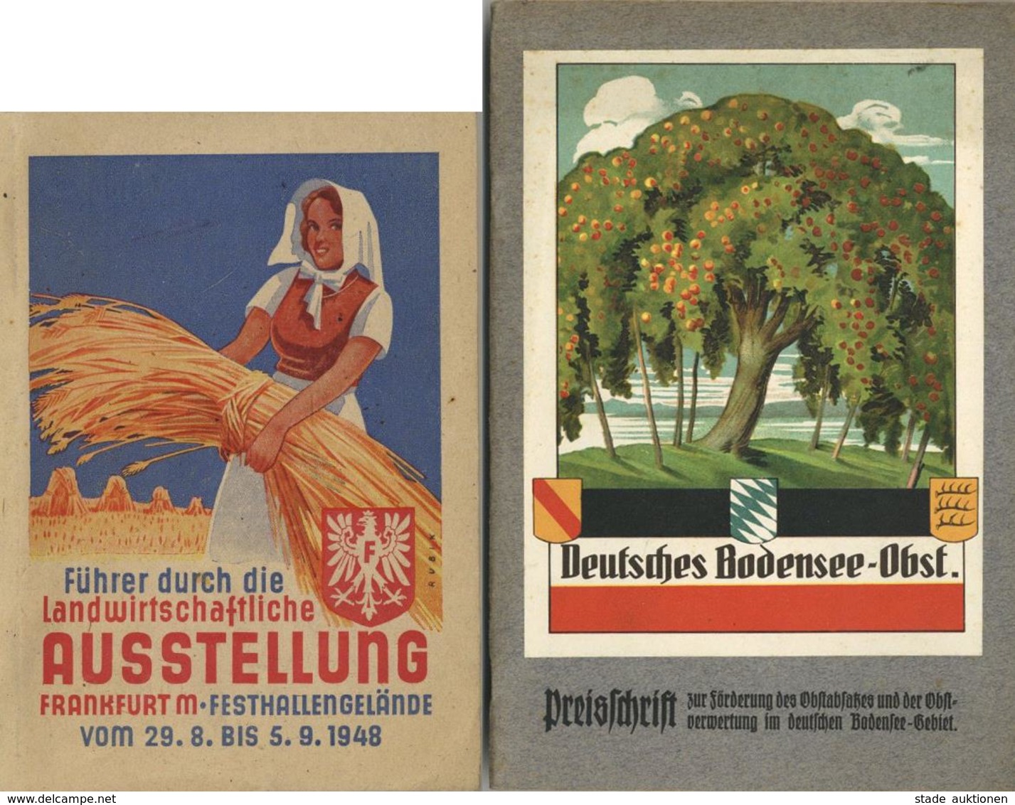 Landwirtschaft Buch Lot Mit 2 Büchern Deutsches Bodensee Obst 1914 Und Führer Durch Die Ausstellung Frankfurt 1948 II Pa - Exhibitions