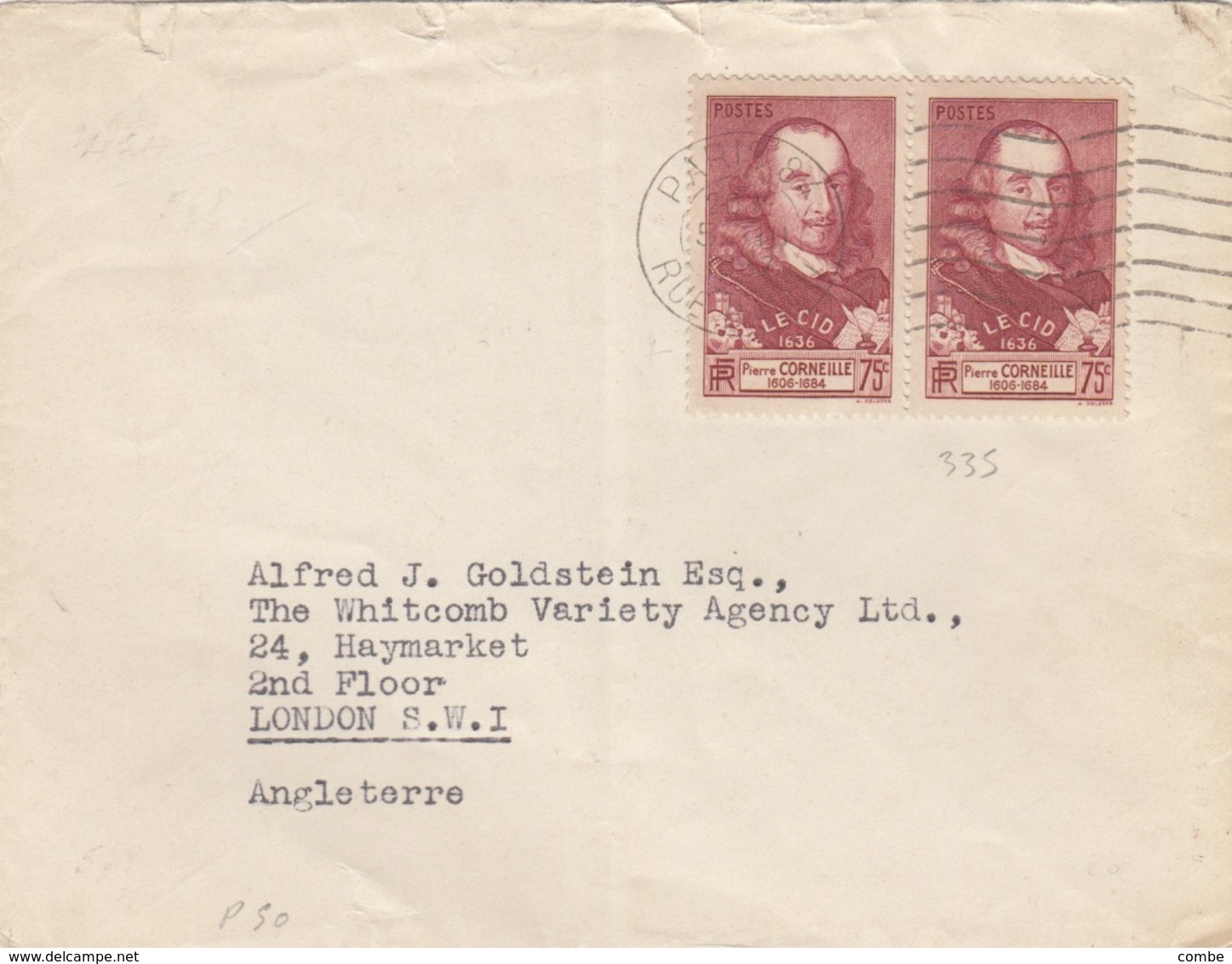 LETTRE POUR L'ANGLETERRE PAIRE DU CID - 1921-1960: Periodo Moderno