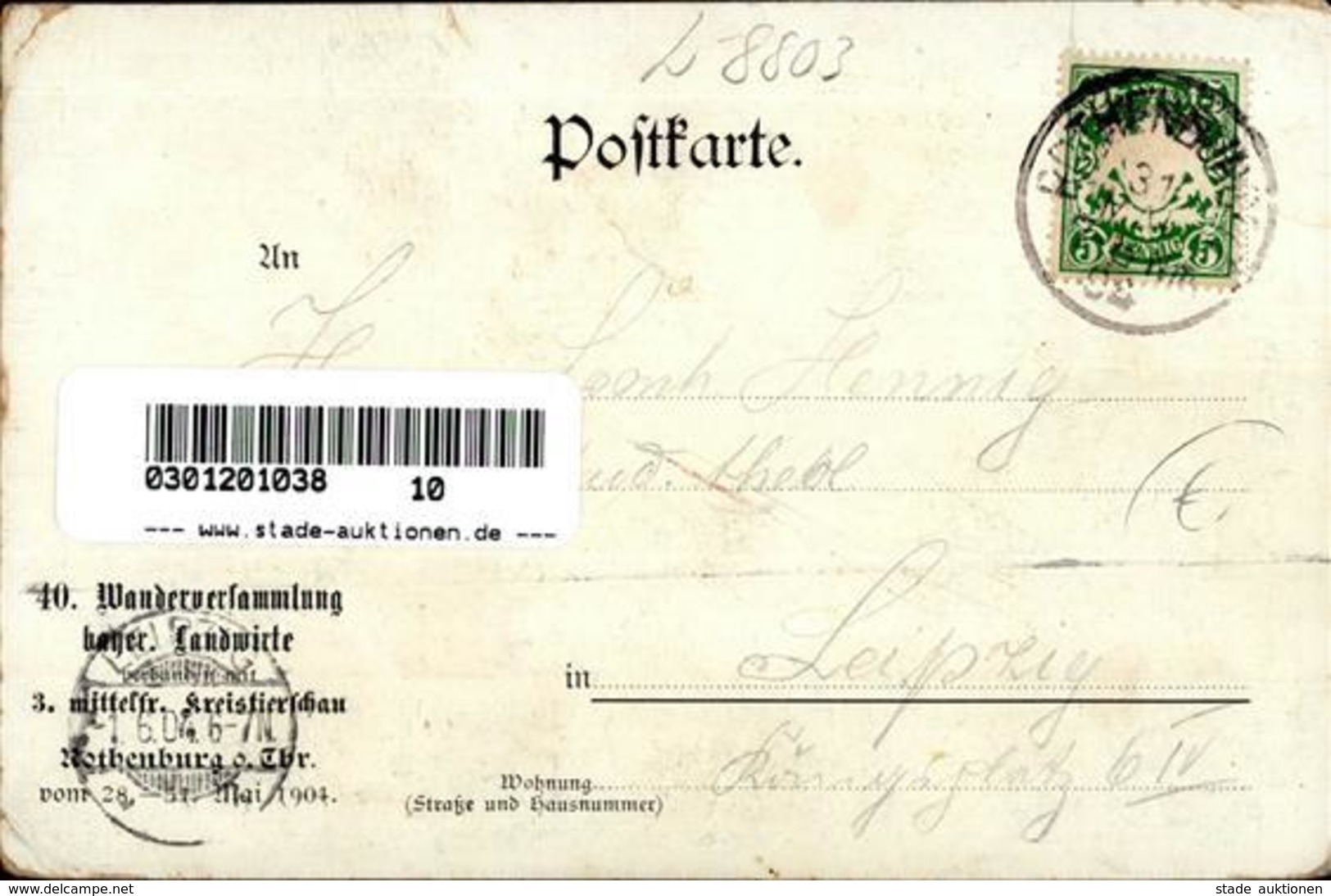 Landwirtschaft Rothenburg (8803) 40. Wanderversammlung Bayer. Landwirte 1904 II (Ecken Abgestoßen) Paysans - Exhibitions