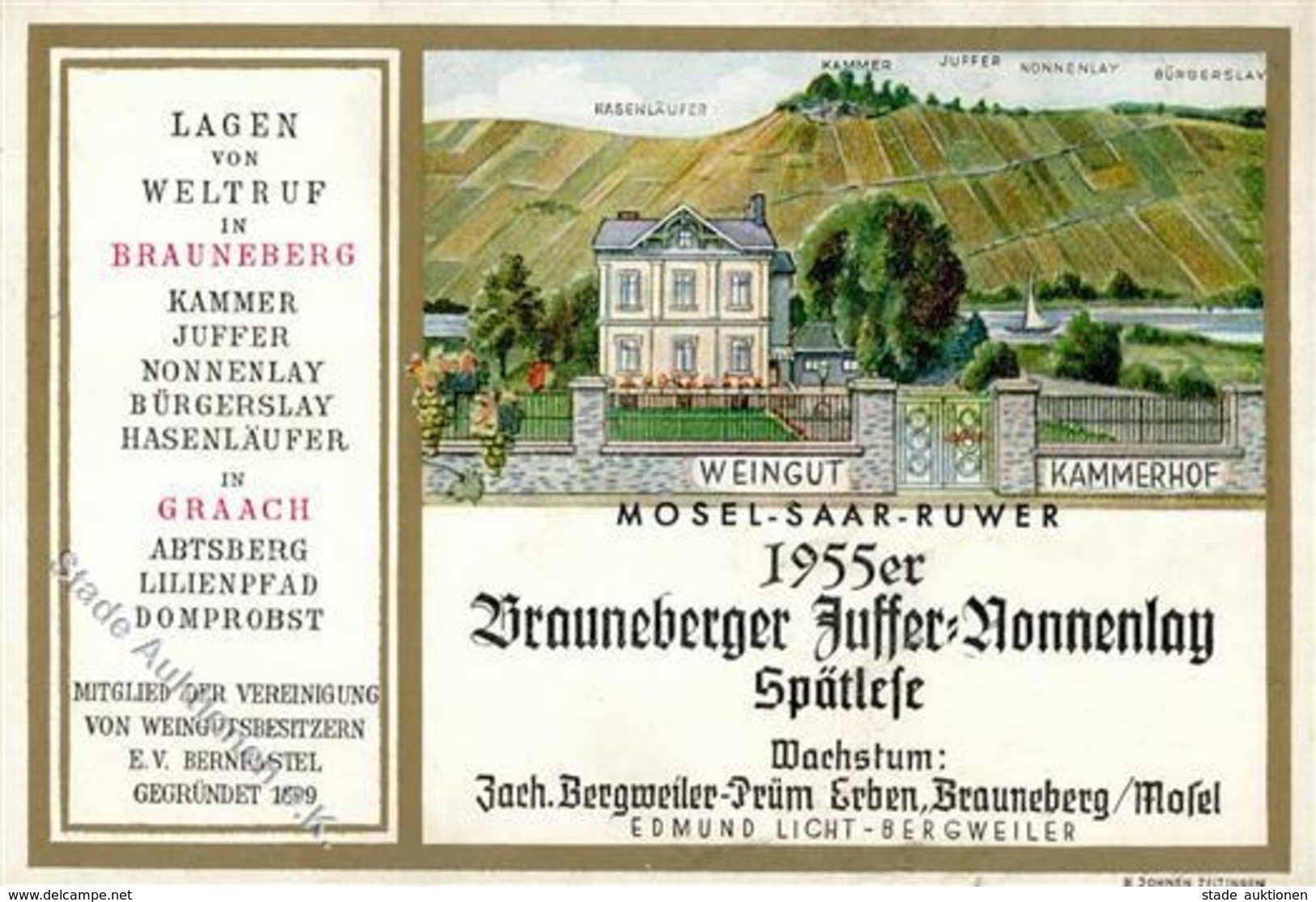 Wein Brauneberg (5551) Weingut Kammerhof Weinetikett KEINE AK I-II Vigne - Exhibitions