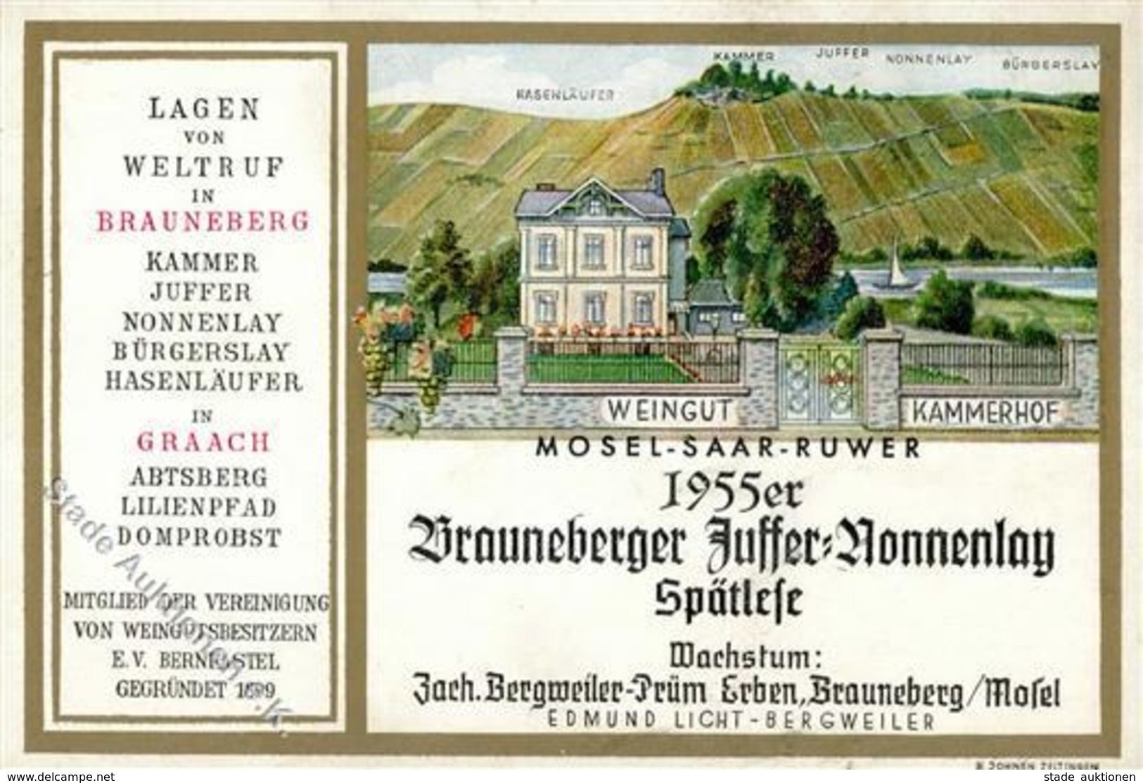 Wein Brauneberg (5551) Weingut Kammerhof Weinetikett KEINE AK I-II Vigne - Ausstellungen