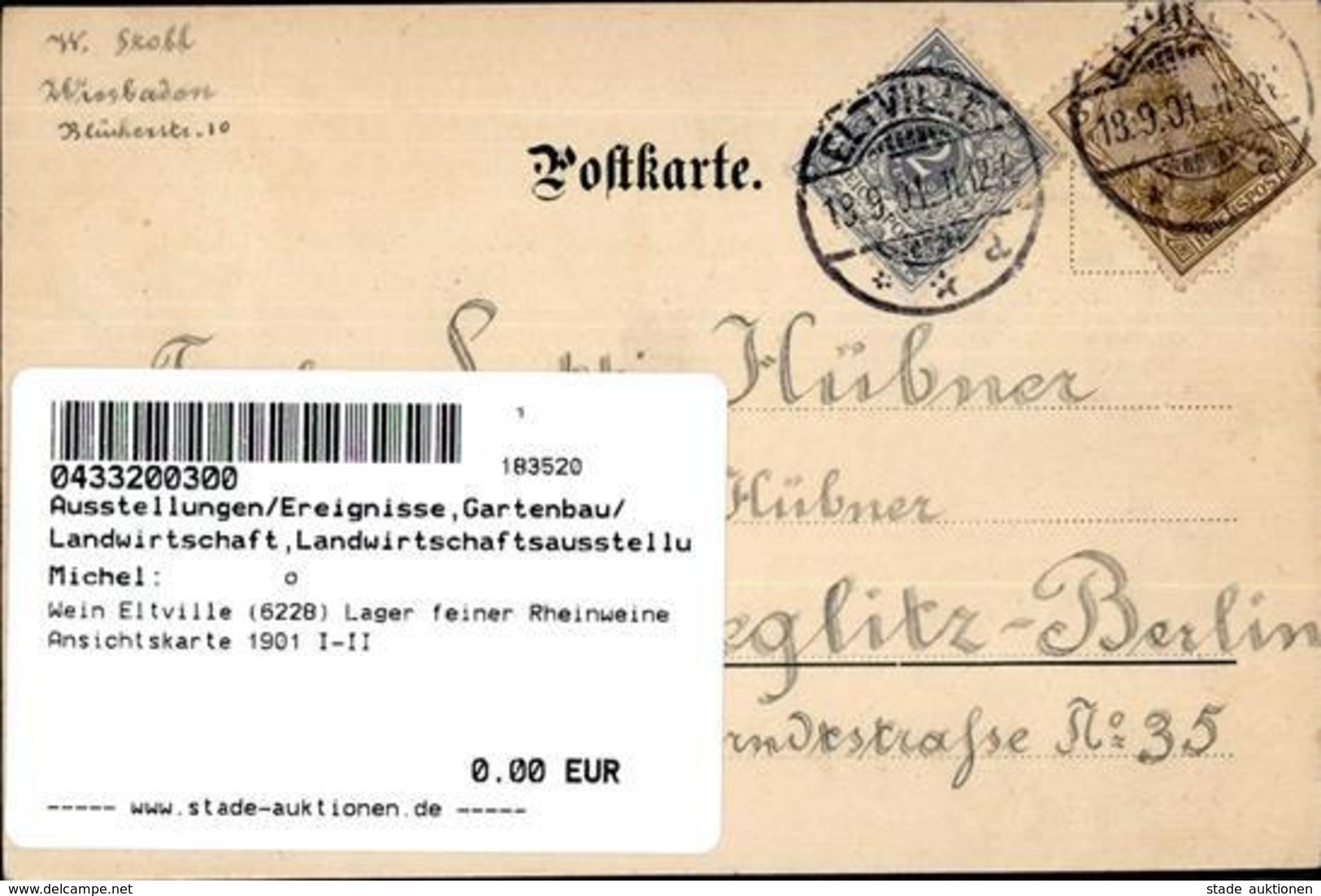 Wein Eltville (6228) Lager Feiner Rheinweine Ansichtskarte 1901 I-II Vigne - Ausstellungen