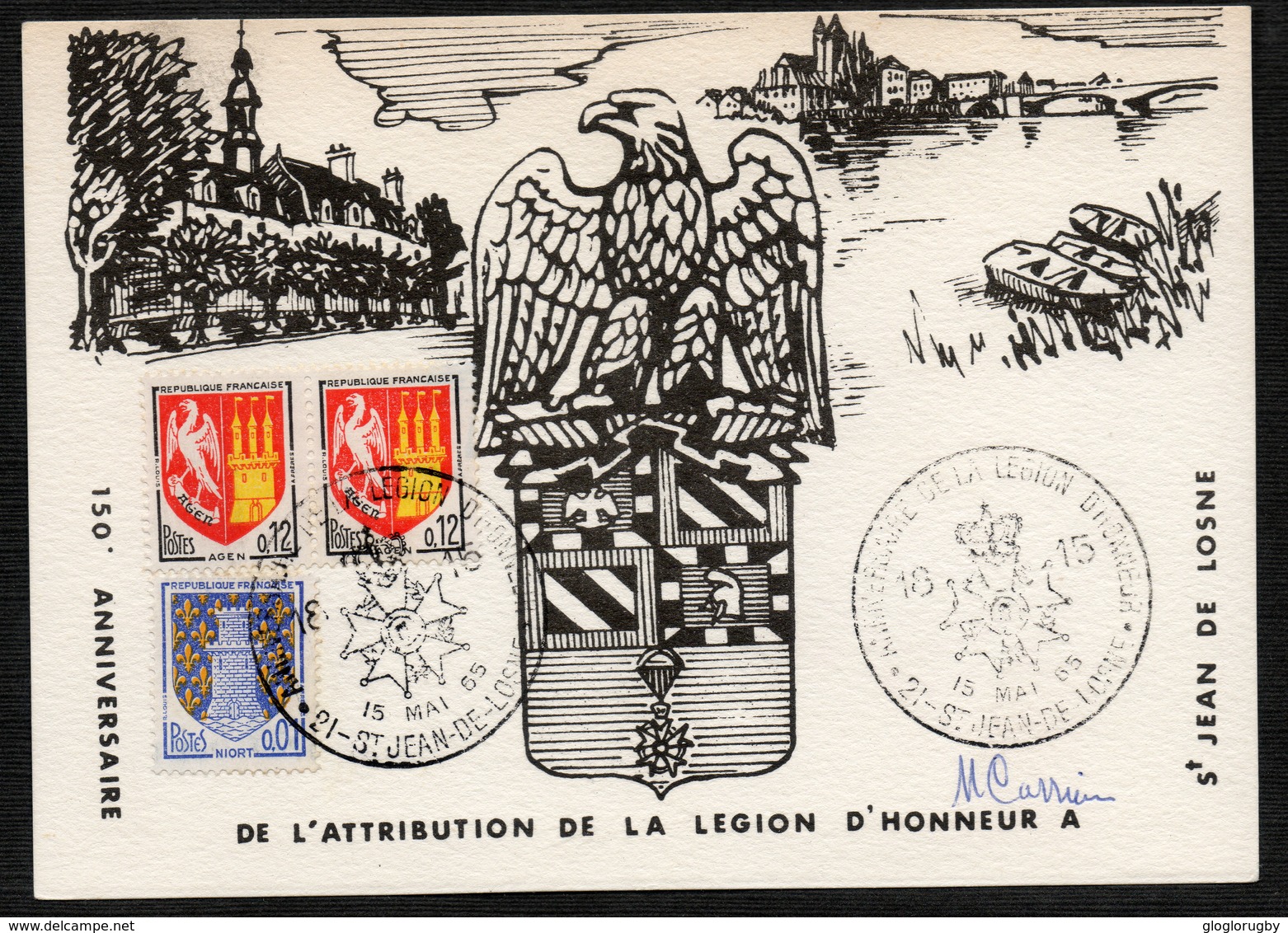Carte Souvenir 150eme Anniversaire De L'attribution De La Legion D'honneur à La Ville De SAINT JEAN DE L'OSNE  15 5  Fdc - Napoleon