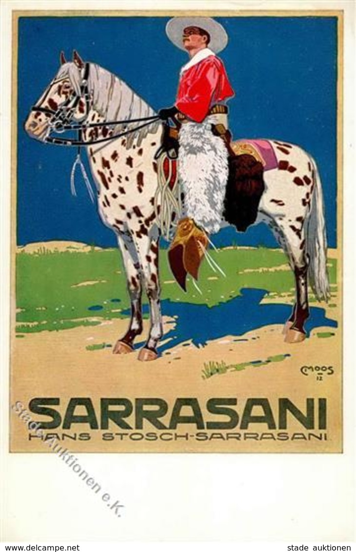 Zirkus Sarasani Sign. Moos, C. Künstlerkarte I-II - Zirkus