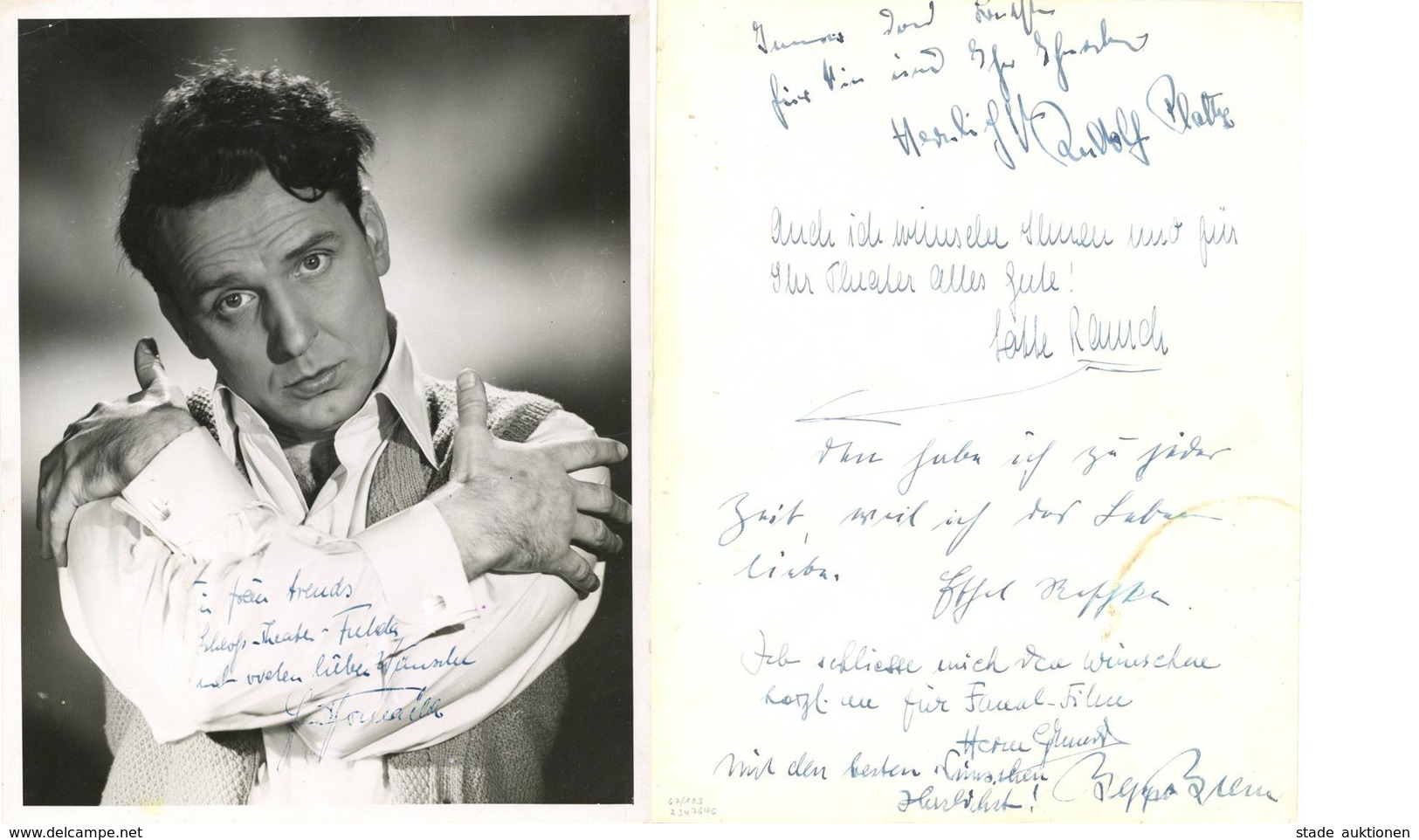 Schauspieler Autographen Thomalla, Georg Foto 23 X 29,5 Cm  Widmung Und Unterschriften RS Von Platte, Rudolf Rausch, Lot - Attori