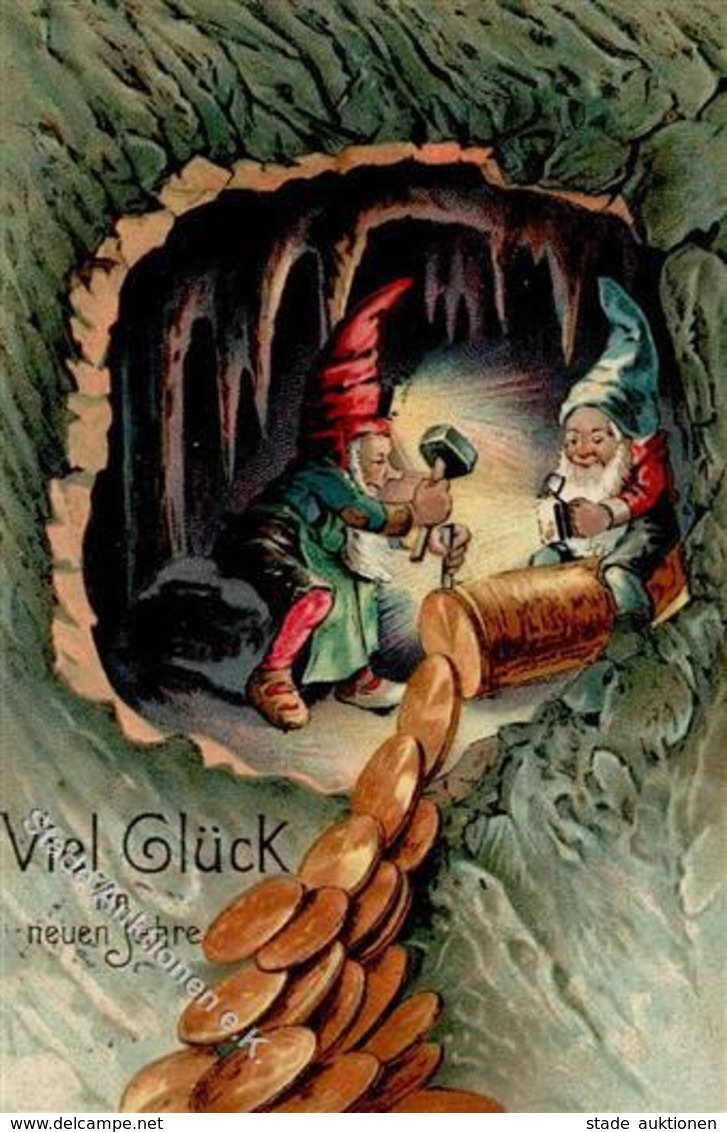 Zwerg Neujahr Geprägt Künstlerkarte 1905 I-II Bonne Annee Lutin - Fairy Tales, Popular Stories & Legends