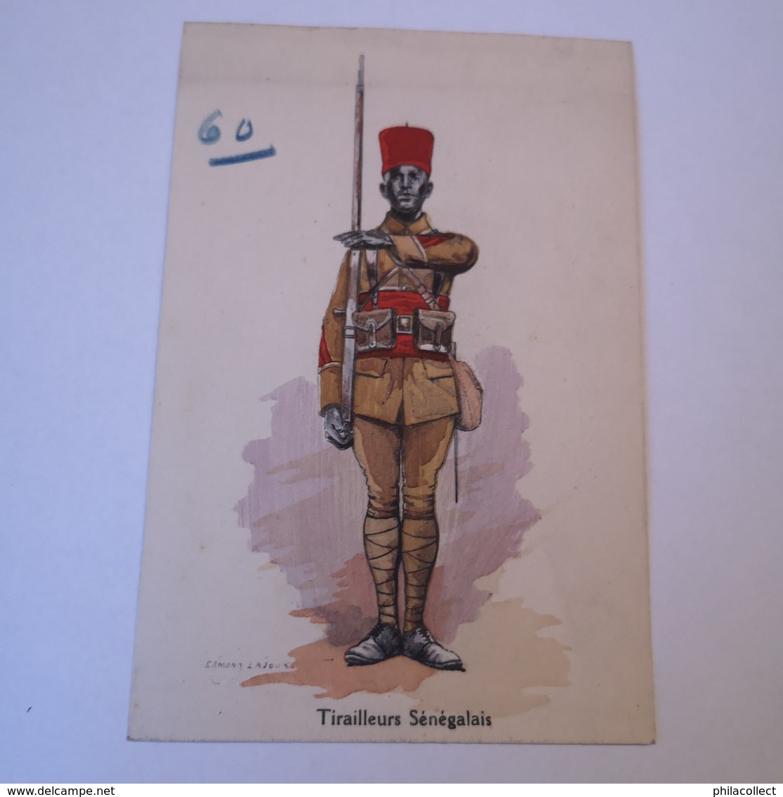 CPA Illustrator: Edmond Lajoux - Militair / Tirailleurs Senegalais 60 // 19?? - Uniformen