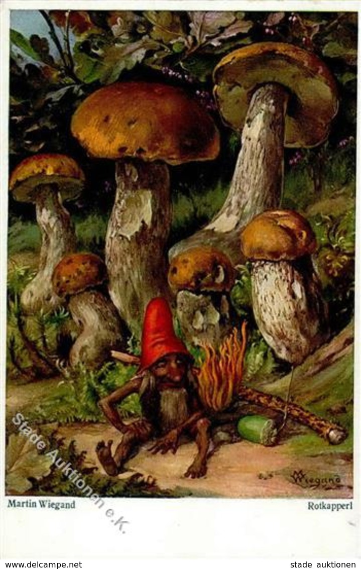 Pilz Zwerg Sign. Wiegand, Martin Künstlerkarte I-II Lutin - Fairy Tales, Popular Stories & Legends