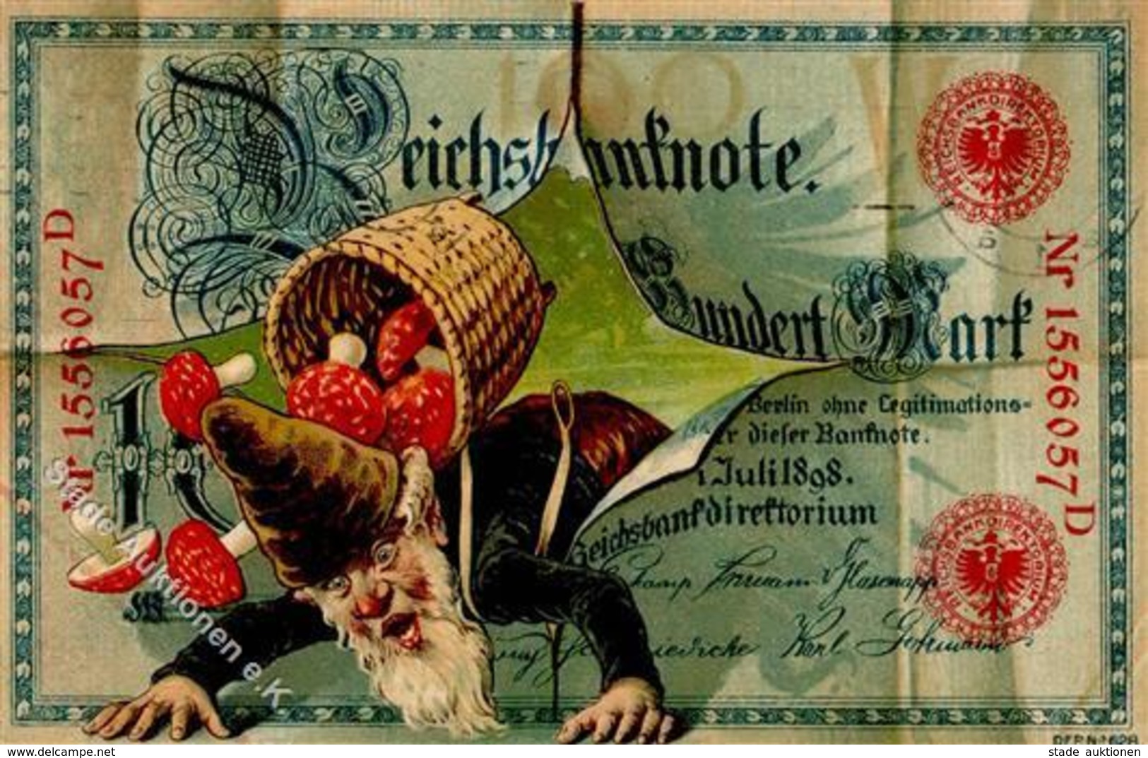 Geld Zwerg Pilze Auf Ansichtskarte 1910 I-II (fleckig) Lutin Argent - Other & Unclassified