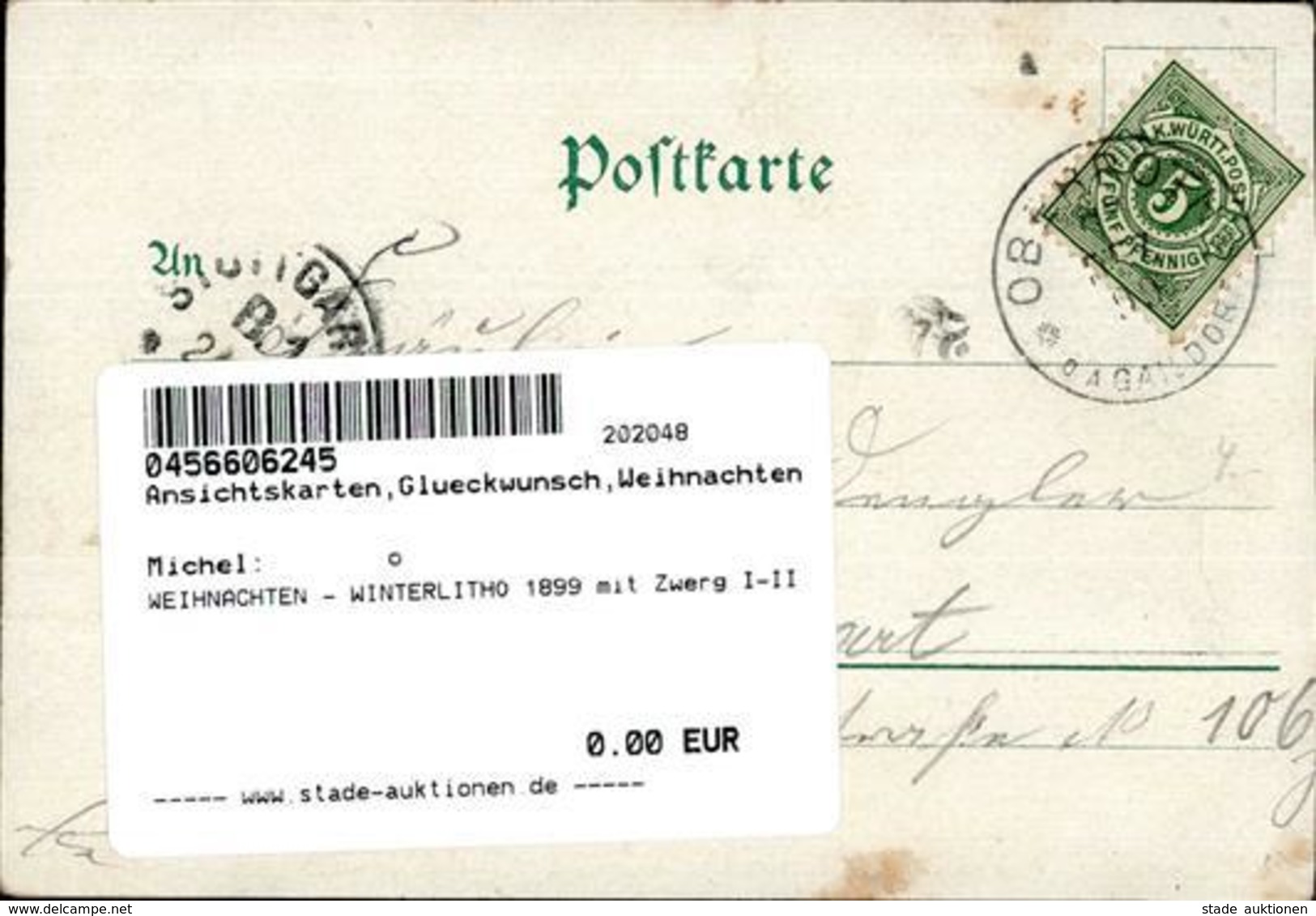 WEIHNACHTEN - WINTERLITHO 1899 Mit Zwerg I-II Lutin - Other & Unclassified