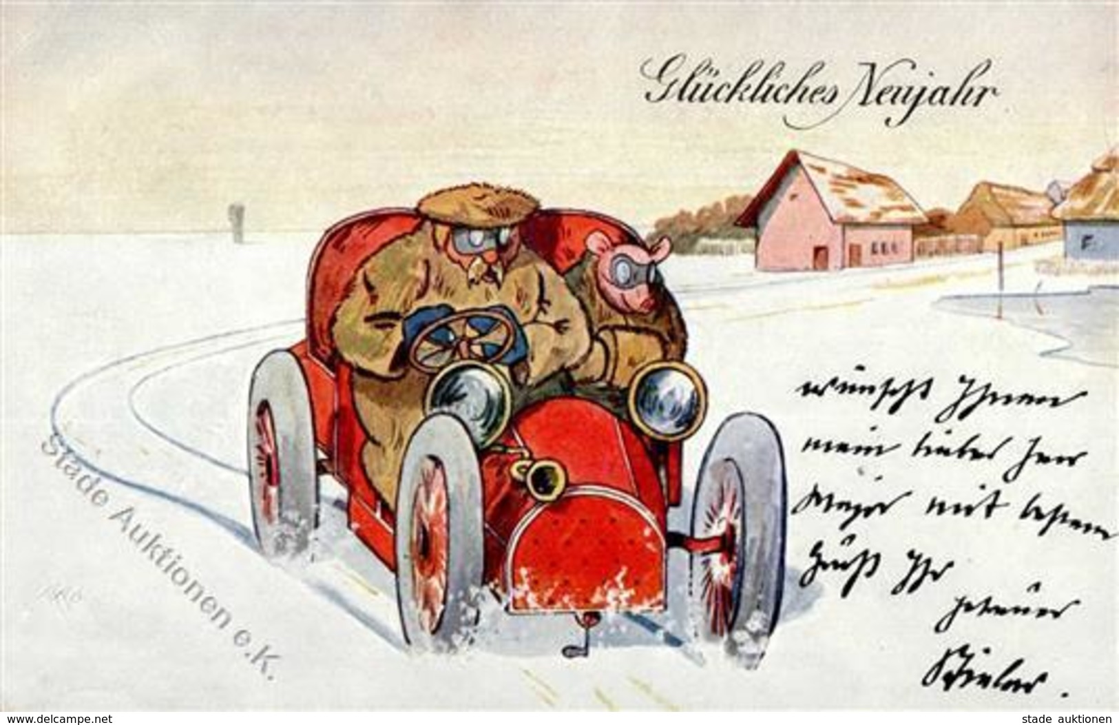 Neujahr Auto Schwein  Künstlerkarte 1905 I-II Cochon Bonne Annee - Neujahr