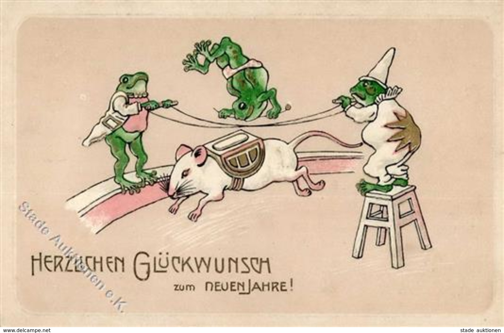 Frosch Maus Personifiziert Neujahr Prägedruck 1903 I-II Bonne Annee Grenouille - Other & Unclassified