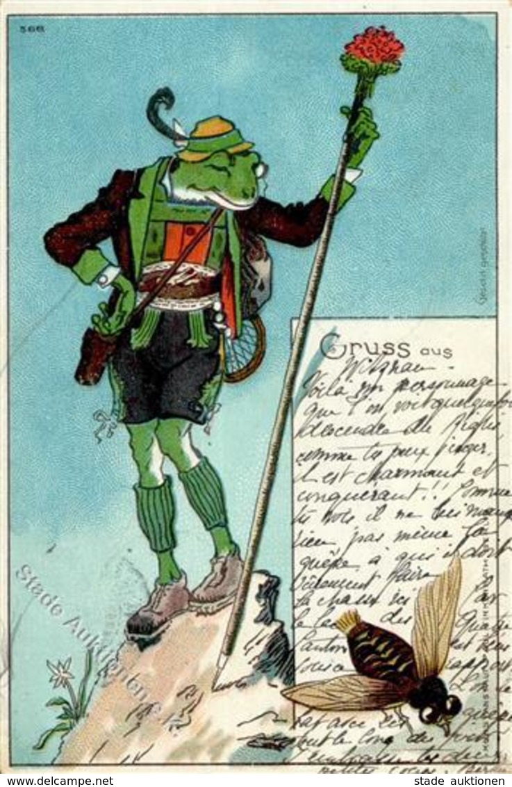 Frosch Personifiziert Biene Künstlerkarte 1900 I-II Grenouille - Other & Unclassified