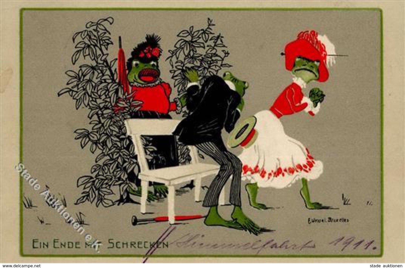 Frosch Personifiziert Sign. Wessel, E. Künstlerkarte 1911 I-II Grenouille - Autres & Non Classés