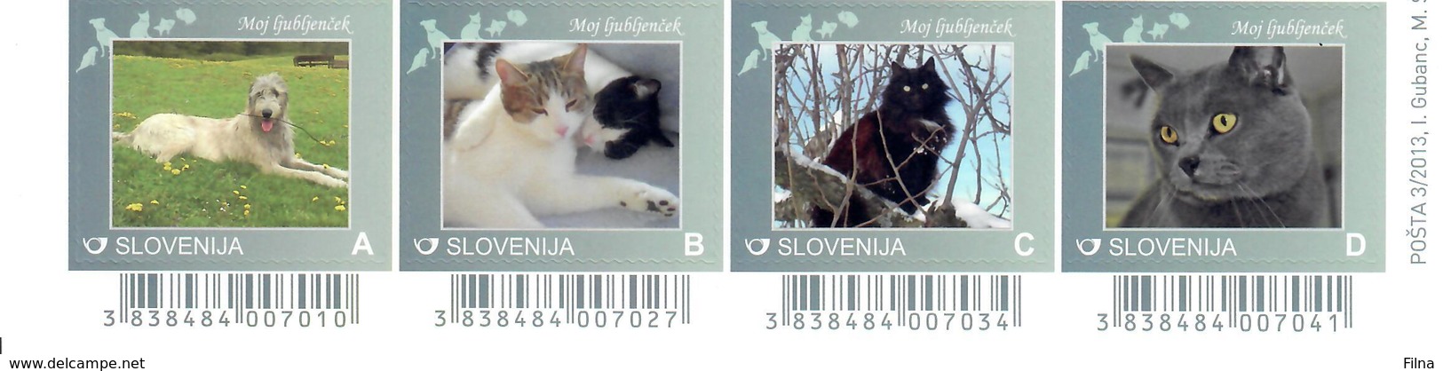 SLOVENIA 2013 - FAUNA ANIMALI - STRISCIA DI 4 VALORI - MNH ** - Slovenia