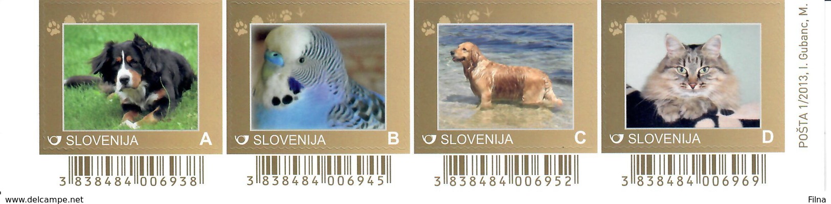 SLOVENIA 2013 - FAUNA ANIMALI - STRISCIA DI 4 VALORI - MNH ** - Slovénie