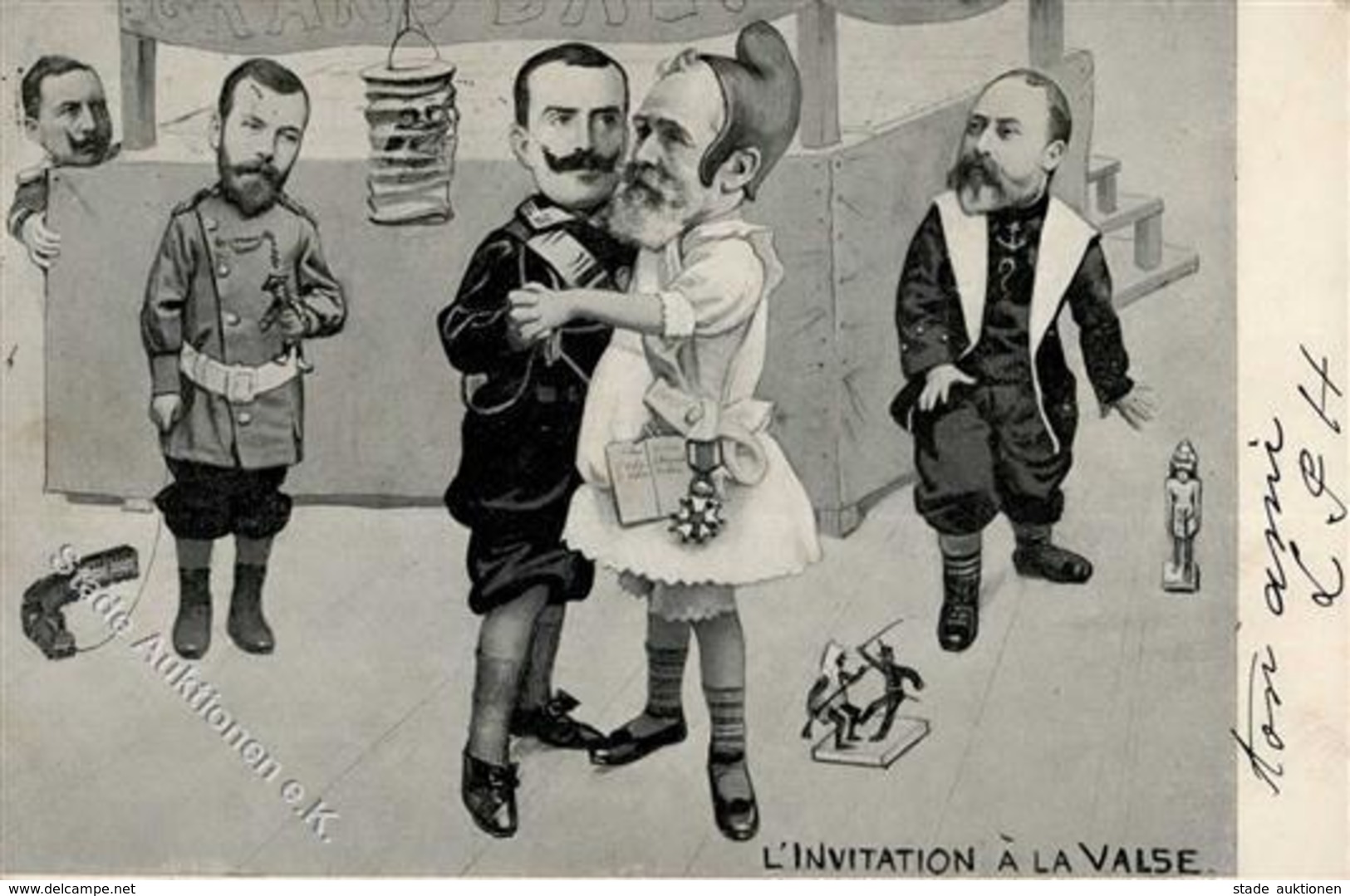 Adel Russland Zar Nikolas II L'Invitation A La Valse Karikatur 1904 I-II - Koninklijke Families