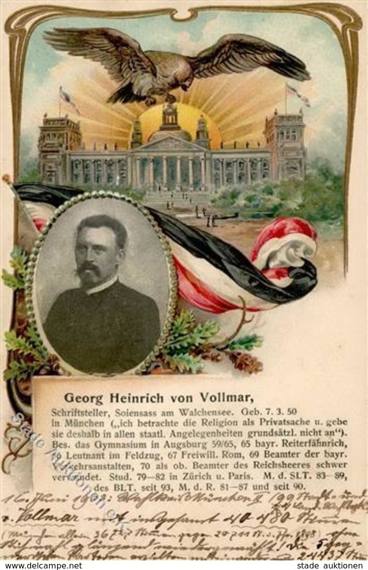 BAYER.SPD-VORSITZENDER - Georg Heinrich Von Vollmar - Prägelitho 1903 I-II - Eventi