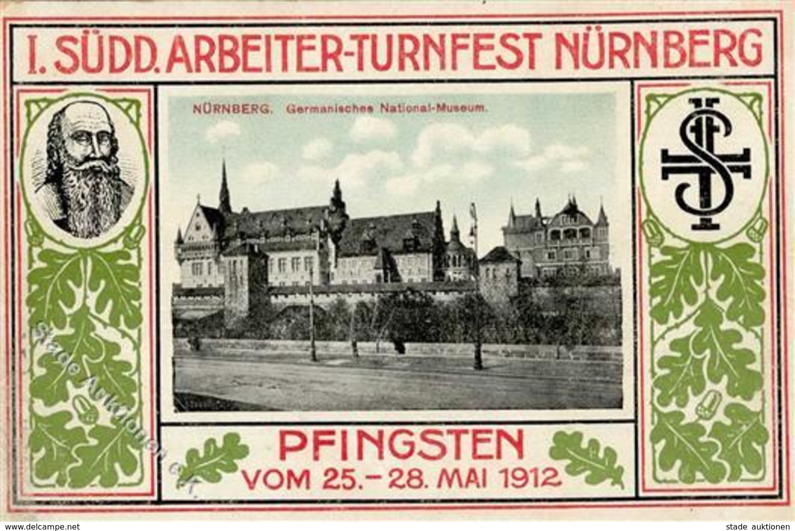 NÜRNBERG - I.Südd. ARBEITER-TURNFEST NÜRNBERG 1912 , Marke Entfernt I-II - Events