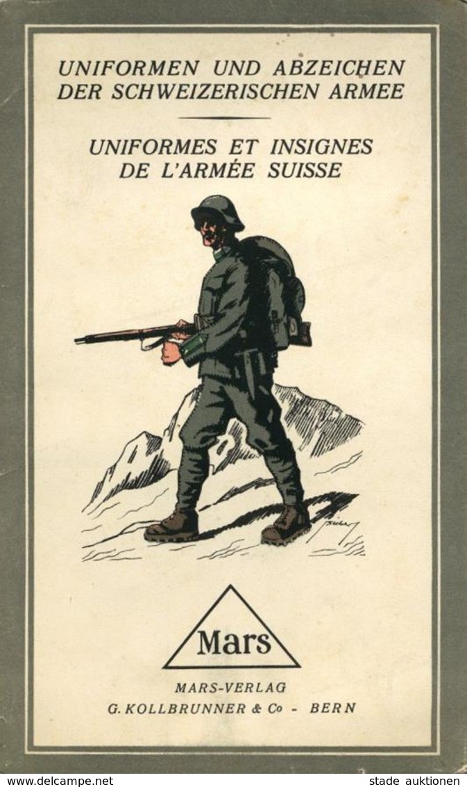 Uniform Und Abzeichen Schweizer Armee Leporello Mit 12 Bildtafeln 14 X 22,5 Cm Verlag Mars II - Uniformen