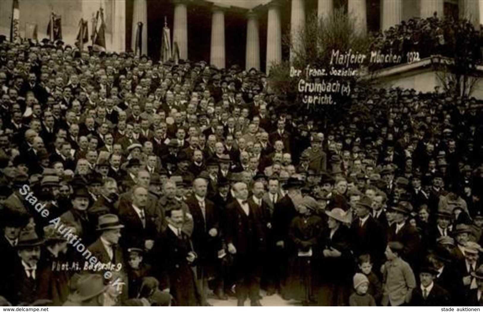 AEBEITERBEWEGUNG - MAIFEIER MÜNCHEN 1922 - Foto-Ak: Der Franz. Sozialist GRUMBACH Spricht I - Ereignisse