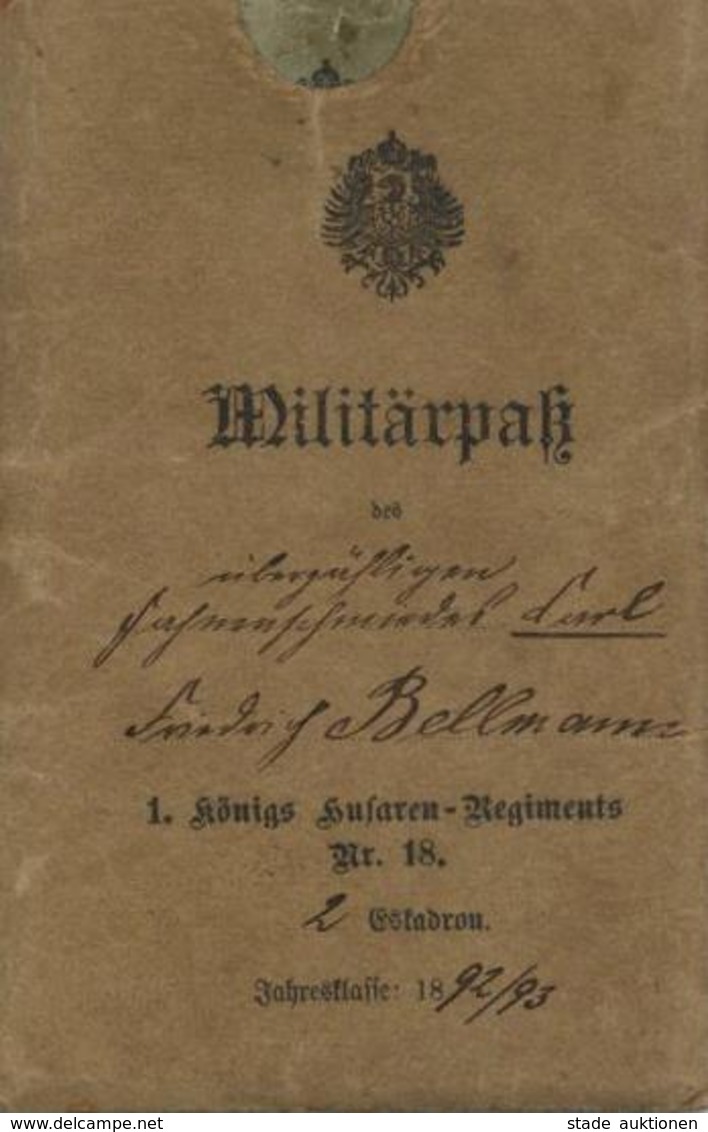 Militär Militärpass 1892/93 1. Königs Husaren Regiment Nr. 18 2. Escadron II (fleckig) - Autres & Non Classés