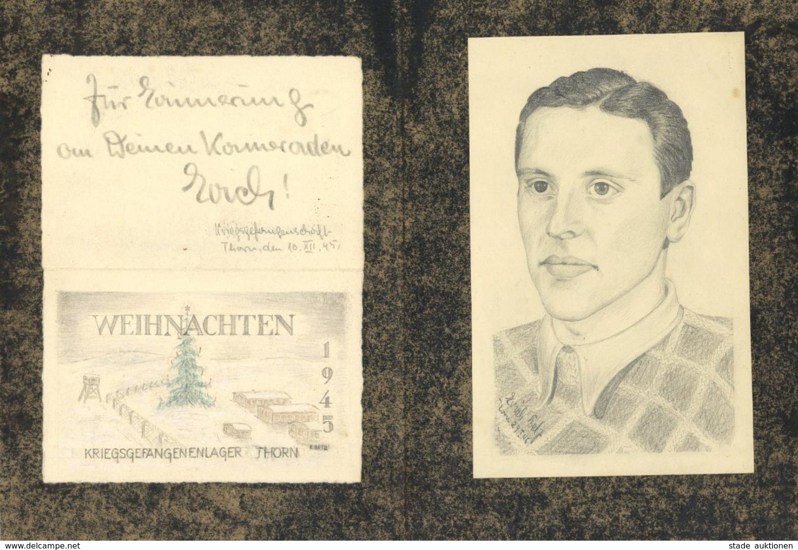 Kriegsgefangene Handgemalt Weihnachten 1945 Lager Thorn Polen/Russland  Sign. Betz, Erich I-II Noel - Other & Unclassified