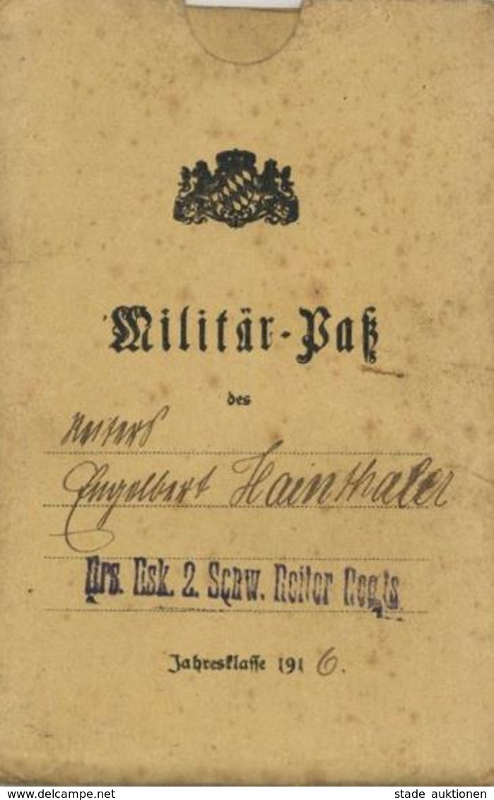 WK I Dokumente Militärpass Ersatz Eskadron K. 2. Schweren Reiter Regiment I-II (fleckig) - Guerre 1914-18