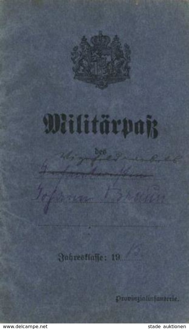 WK I Dokumente Militärpass Masch.-Gew, Kompagnie 8. Inf. Regiment I-II - War 1914-18