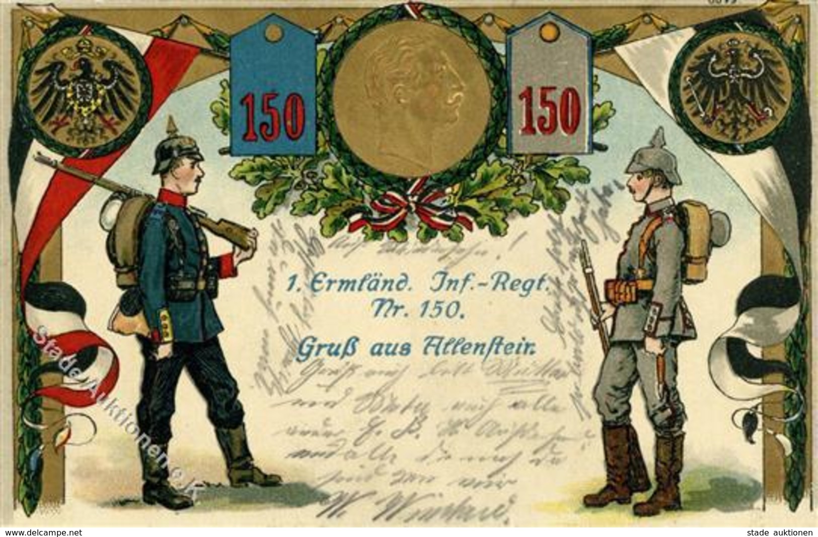 Regiment Allenstein Nr. 150 1. Ermländ. Inf. Regt. Prägedruck I-II - Régiments