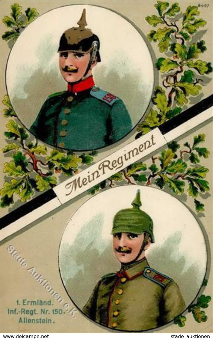 Regiment Allenstein Nr. 150 1. Ermländ. Inf. Regt. Prägedruck I-II (fleckig) - Regiments