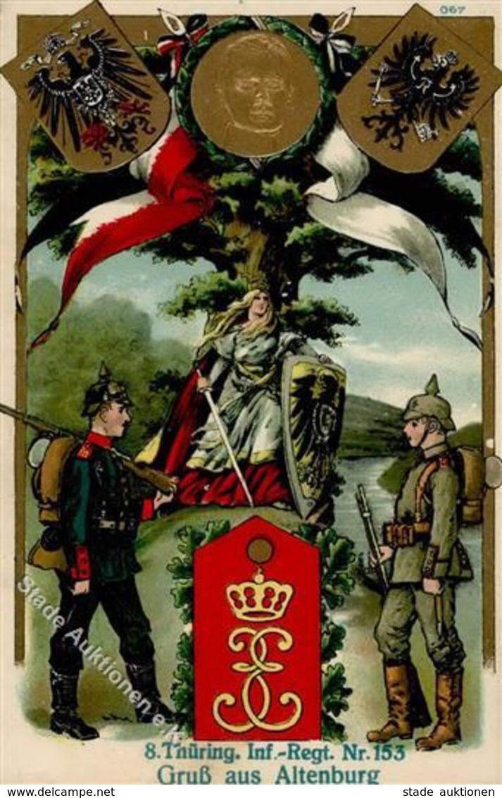 Regiment Altenburg (O7400) Nr. 153 8. Thüring. Inf. Regt. Prägedruck I-II - Regimente