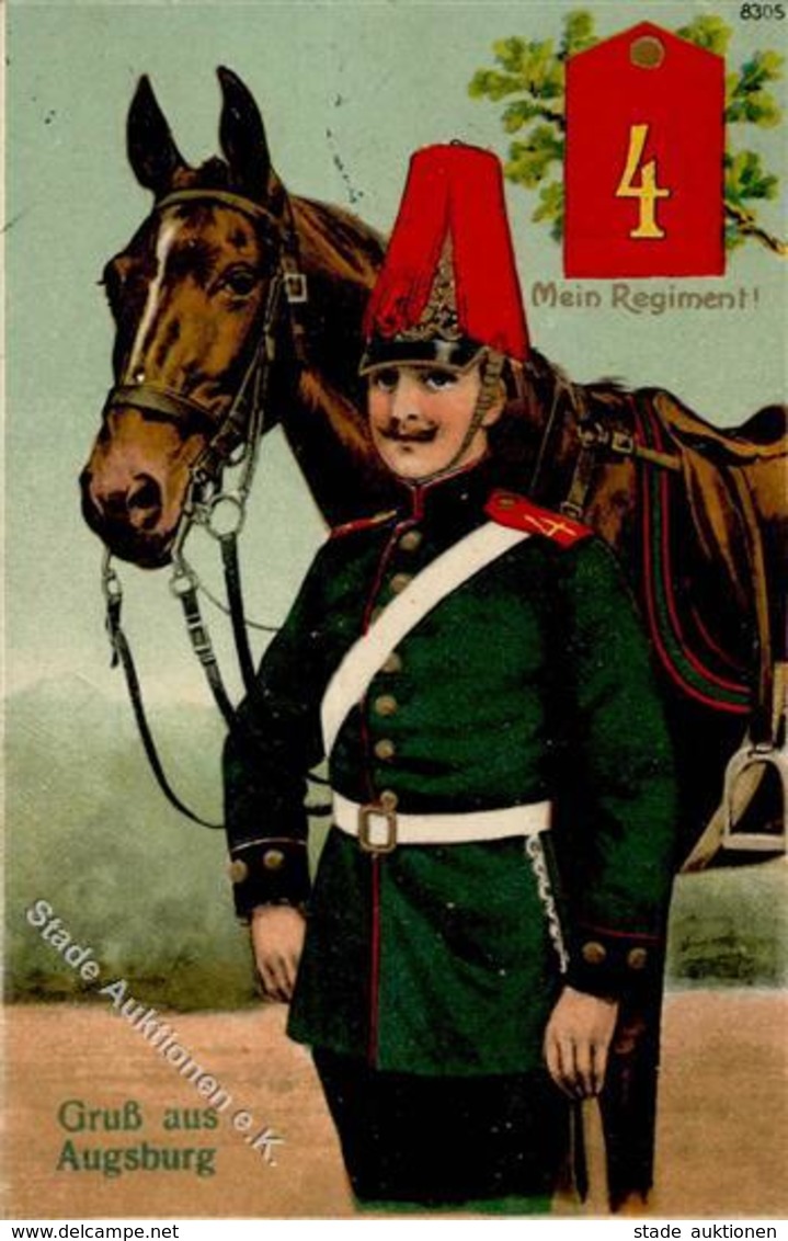 Regiment Augsburg (8900) Nr. 4    Prägedruck 1915 I-II (fleckig) - Régiments