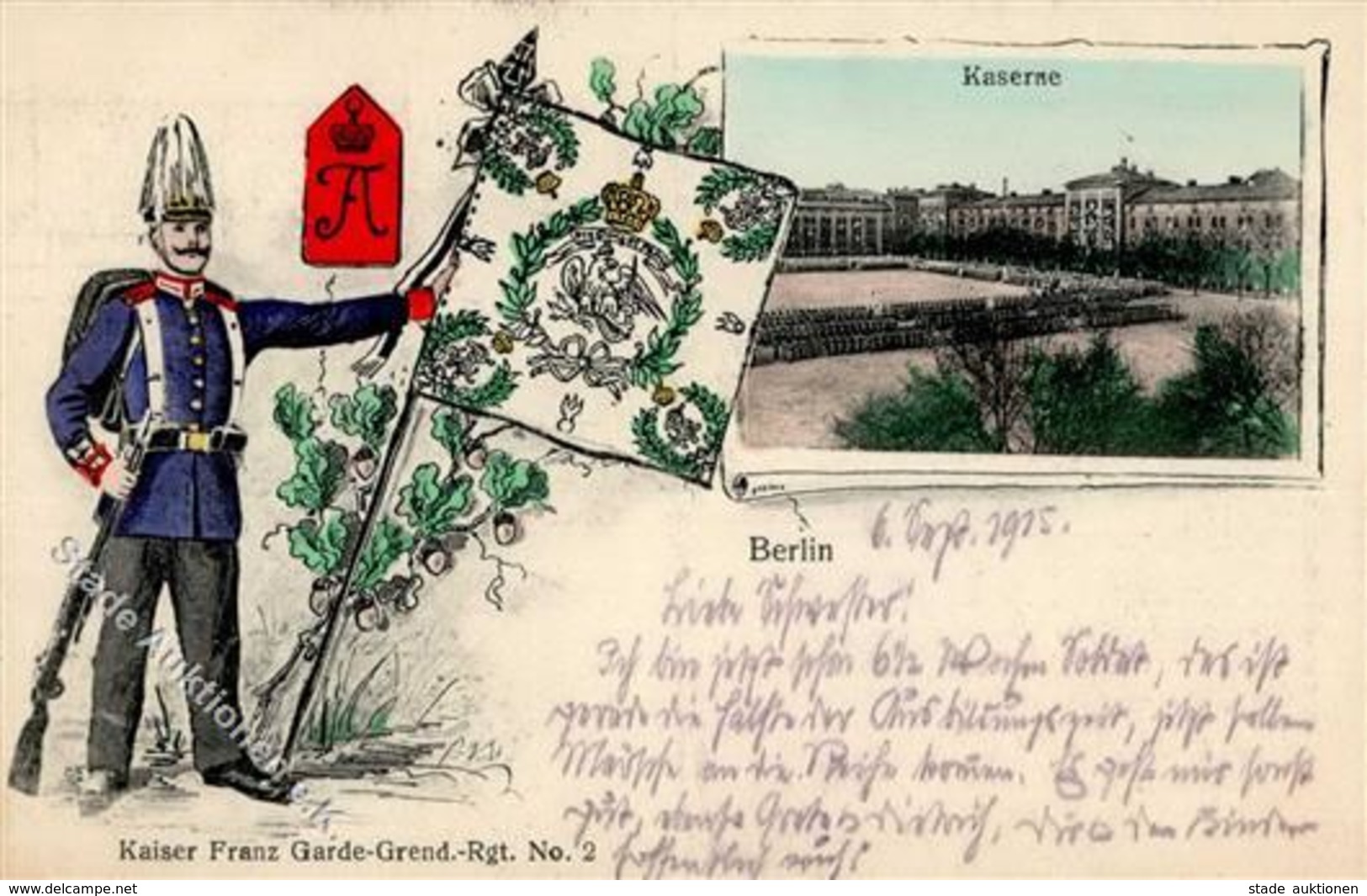 Regiment Berlin (1000) Nr. 2 Kaiser Franz Garde Grend. Regt.     1915 I-II (fleckig) - Regimente