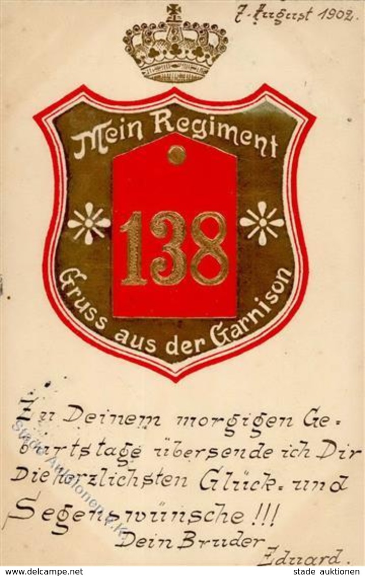 Regiment Bitche (57230) Frankreich Nr. 138 Inf. Regt. Garnison Prägedruck I-II (fleckig) - Regimente