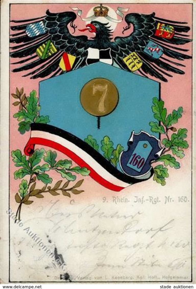 Regiment Bonn (5300) Nr. 160 9. Rhein. Inf. Regt.  II (fleckig, Ecken Abgestoßen) - Regimente