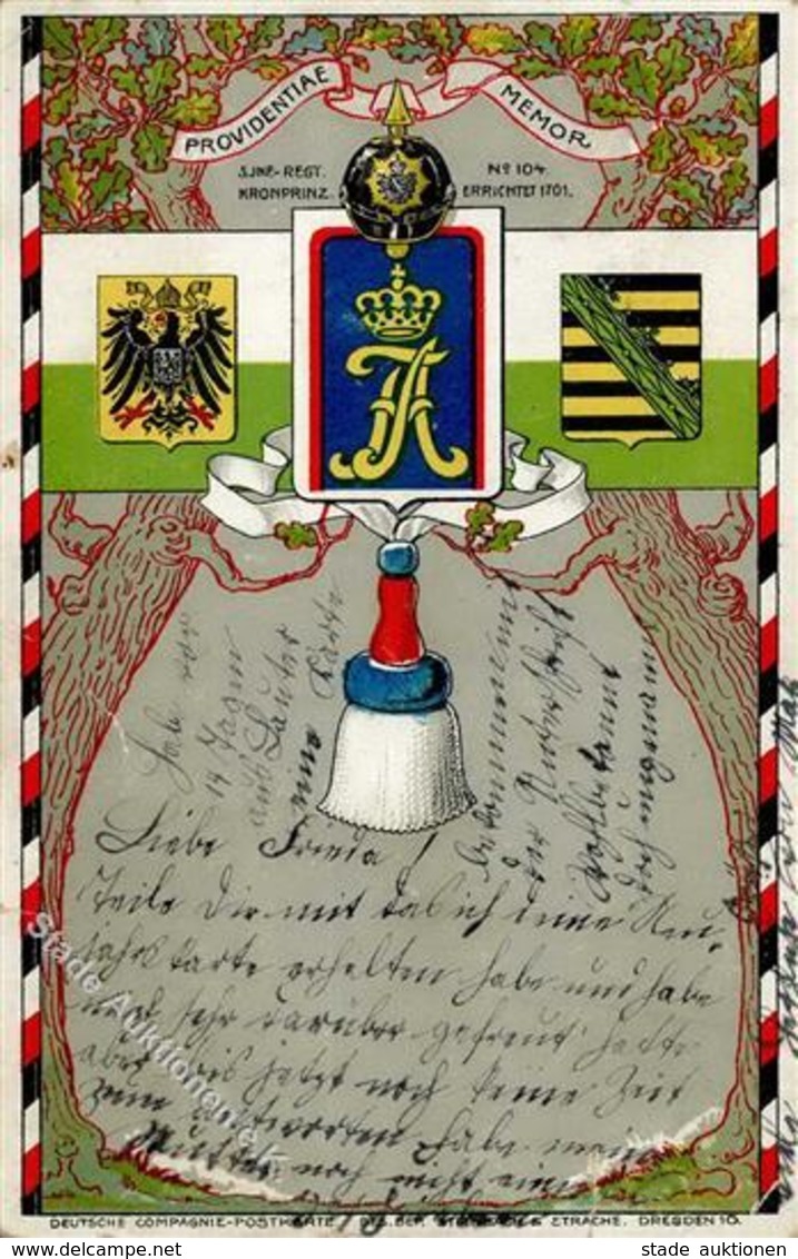 Regiment Chemnitz (O9000) Nr. 104 5. Kgl. Sächs. Kronprinz Inf. Regt. II (fleckig, Stauchung) - Regimente