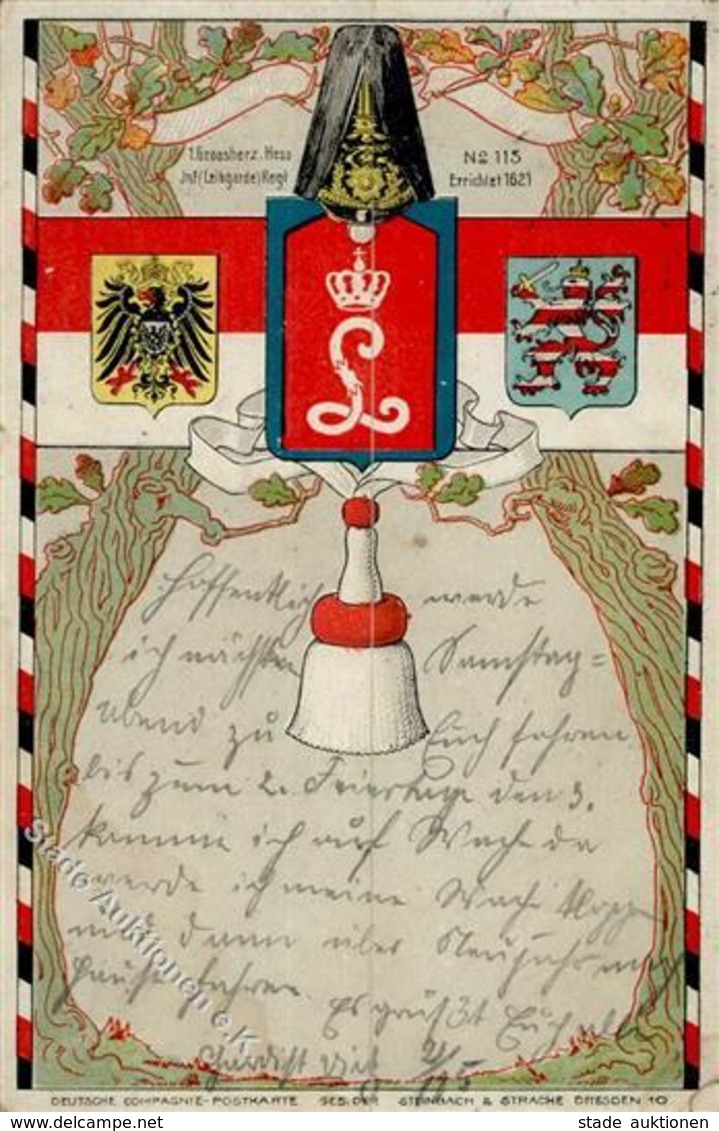 Regiment Darmstadt (6100) Nr. 115 Leib Garde Inf. Regt. 1. Grossherz. Hess.  II (fleckig, Marke Entfernt) - Regiments