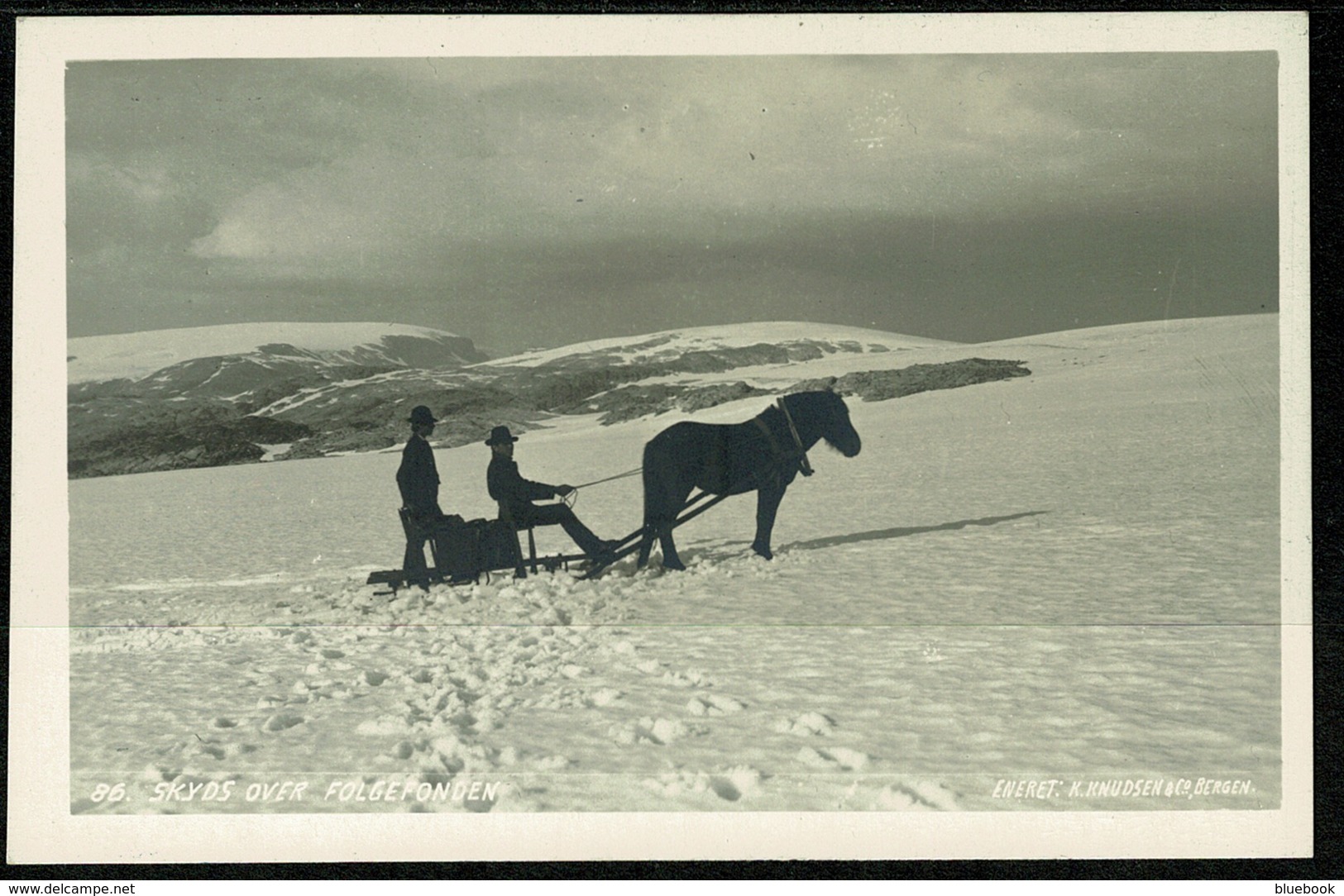 Ref 1249 - Early Ethnic Real Photo Postcard - Horse Skyds Over Folgefonden - Norway - Norway