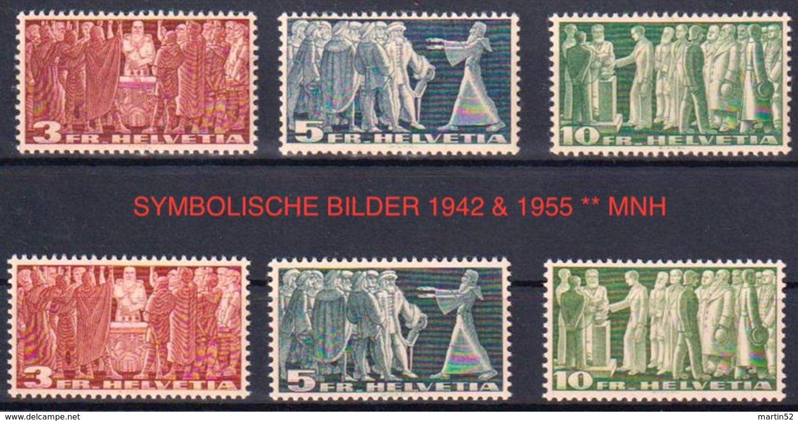 Schweiz Symbolische Bilder 1942: Gummi Gelb & Weiss Zu 216-218 W+x Mi 328-330 W+x Yv B+C313-5 ** MNH (Zu CHF 300.00) - Ungebraucht