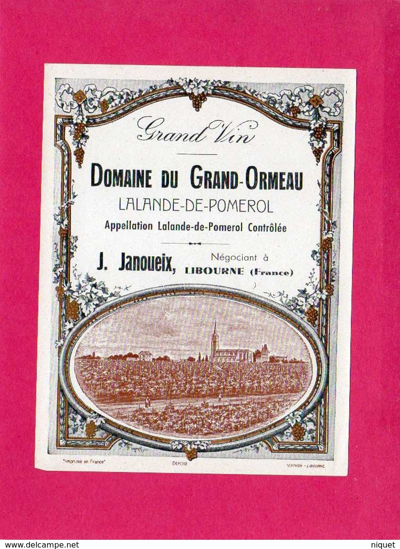 Etiquette Vin, Domaine Du Grand-Ormeau, Lalande-de-Pomerol - Verzamelingen, Voorwerpen En Reeksen