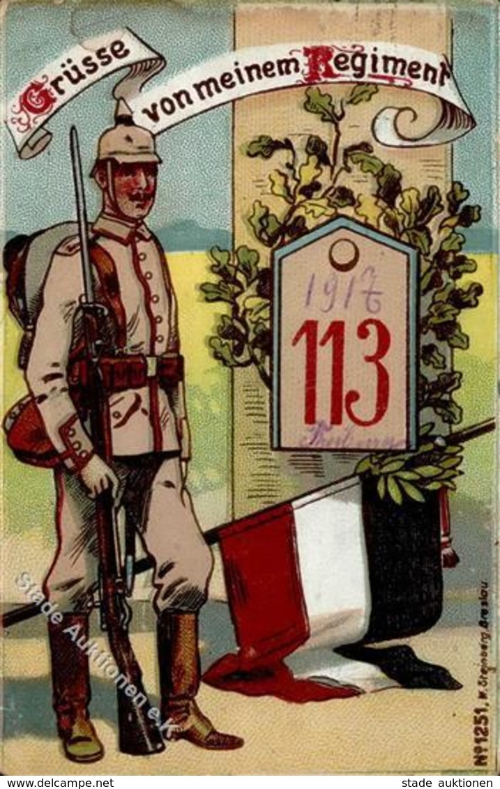 Regiment Freiburg (7800) Nr. 113 5. Bad. Inf. Regt. II (fleckig, Abgestoßen) - Regimente