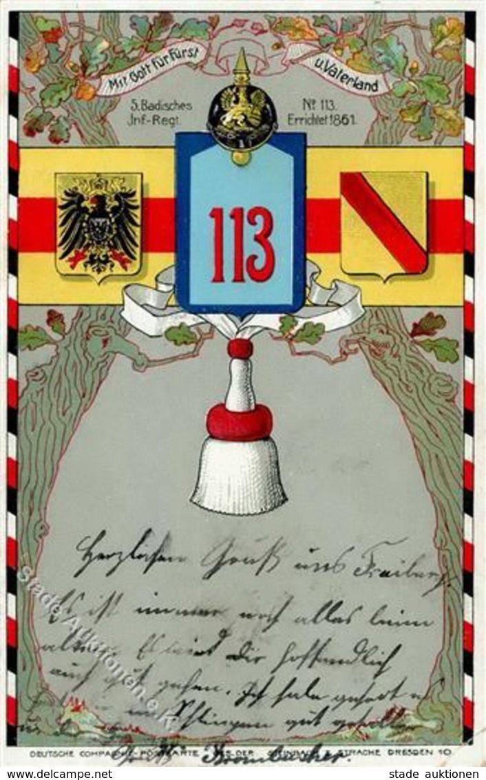 Regiment Freiburg Nr. 113 5. Bad. Inf. Regt. II (fleckig) - Regimente